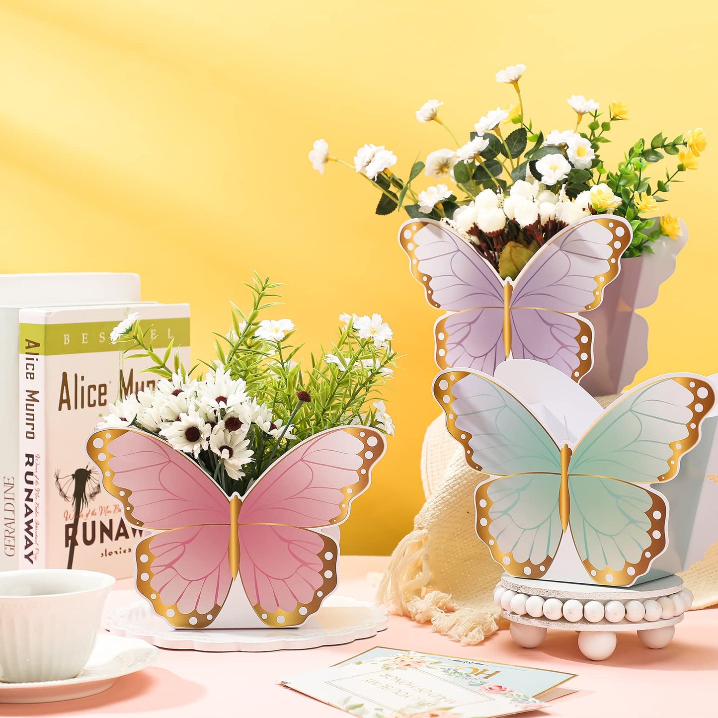 Fuutreo 6 Pcs Butterfly Centerpieces for Baby Shower, Birthday, Tea Party Favors, Tables Decor, Themed Party Supplies, Wedding Decorations