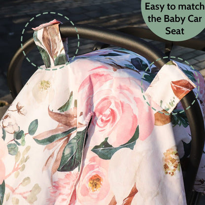 DILIMI Car Seat Cover Baby Girl, Minky Warm Winter Car Seat Covers for Babies, Peekaboo Opening Infant Car Seat Cover, Nursing Cover Carseat Canopy, Pink Flower