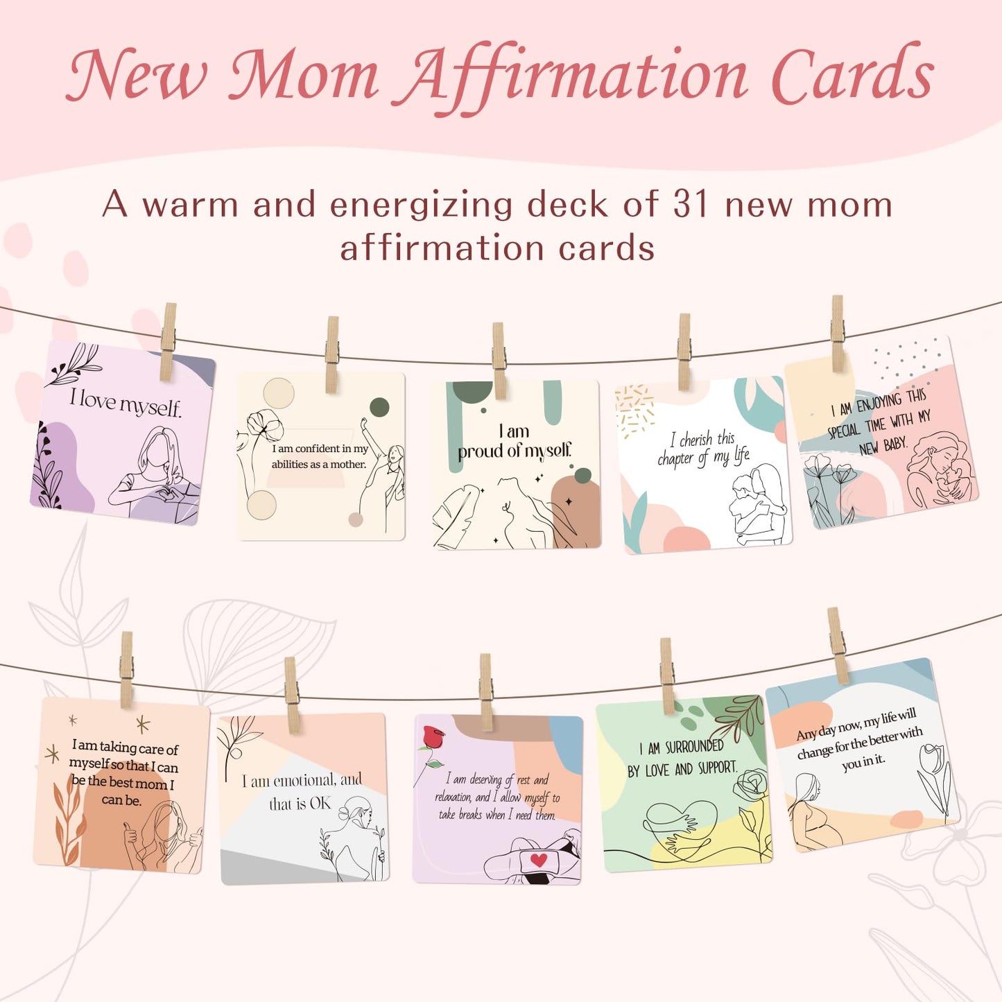 New Mom Gifts for Women, Pregnancy Gifts for Expecting Mom, new Mom Care Package After Baby, Mothers Day Mom to Be Gift Mama Must Haves with Affirmation Cards Candle for Self Care After Birth (Pink)