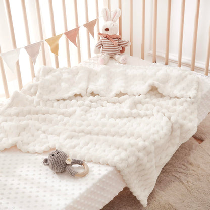 HOMRITAR Baby Blanket for Boys or Girls 3D Jacquard Fluffy Fuzzy Soft Warm Cozy Flannel Fleece Warm Blanket for Nursery, Stroller Toddler Bedding (30 x 40 Inch, Blue)