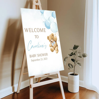 Personalized We Can Bearly Wait Baby Shower Welcome Sign, Welcome to Baby Shower Sign - Teddy Bear & Balloon Theme Décor #5
