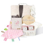 Baby Shower Gifts for Girls Unique Gift Basket 8 Pack - Baby Lovey Blanket Newborn Bibs Socks Rabbit Rattle Wooden Milestones Greeting Card Set, Newborn Baby Gift Set…