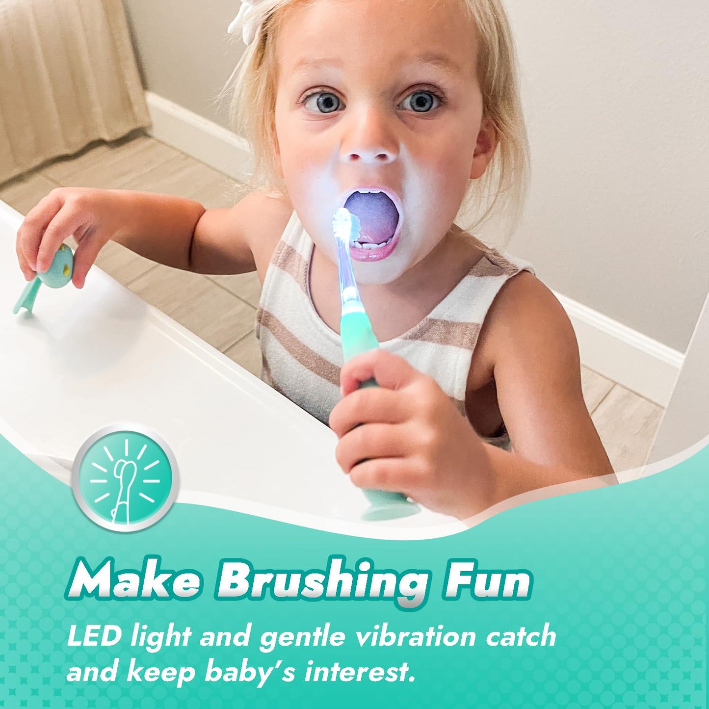 Papablic Toddler Sonic Electric Kids Toothbrush for Ages 1-3 Years, Baby Electric Toothbrush with Cute Penguin Cover and Smart LED Timer, 2 Brush Heads (Pippin)