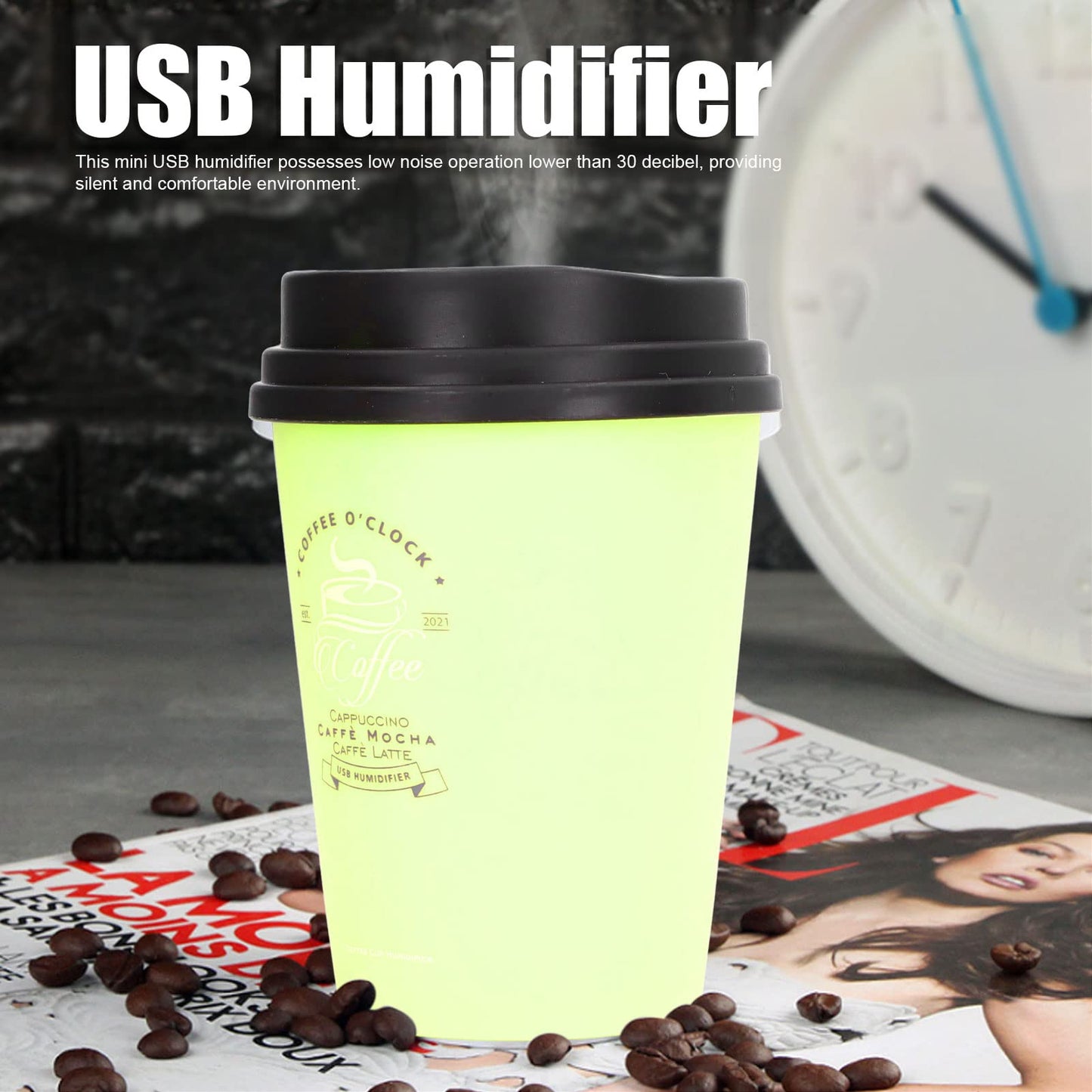 Humidifiers for Bedroom, 300ml Cool Mist Humidifiers, USB Mini Cute Coffee Cup Humidifier, Car Humidifier, Pink Desk Humidifier, Small Humidifier, Low Noise, Auto Shut-Off for Car, Plant, Office(Pink)