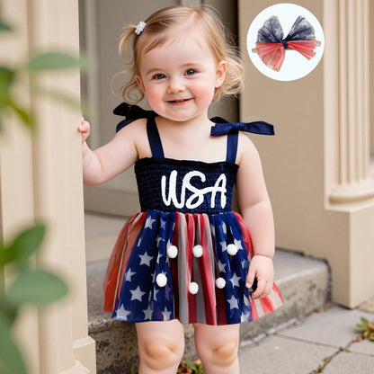 MERSARIPHY Newborn Baby Girl Summer Outfit Sleeveless Ruffle Smocked Halter Tulle Romper Dress One-piece Jumpsuit Clothes