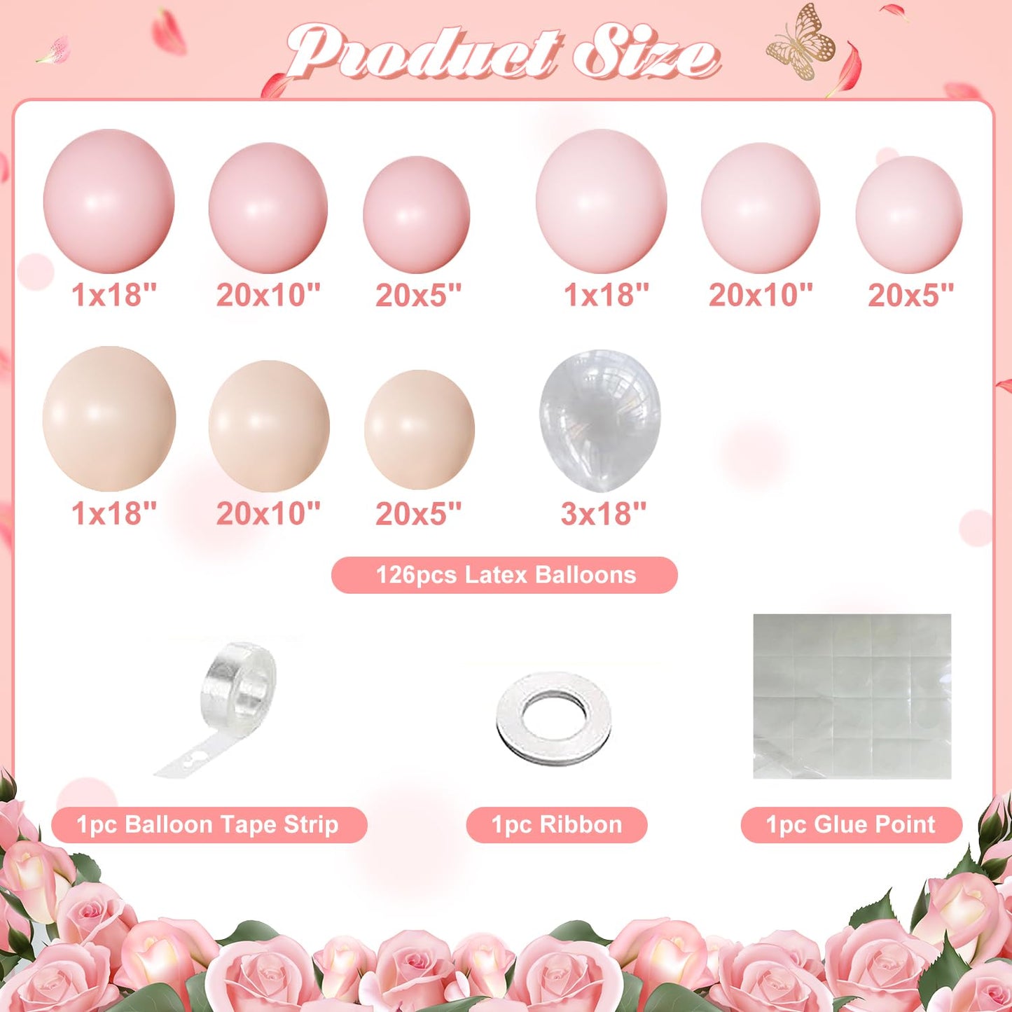 Pink Balloon Arch Kit 126 Pcs Light Pastel Pink Sand Balloon Garland Kit Include Macaron Balloons for Wedding Birthday Baby Shower Gender Reveal Decorations