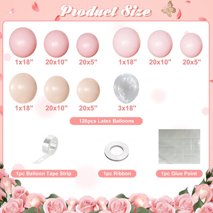 Pink Balloon Arch Kit 126 Pcs Light Pastel Pink Sand Balloon Garland Kit Include Macaron Balloons for Wedding Birthday Baby Shower Gender Reveal Decorations