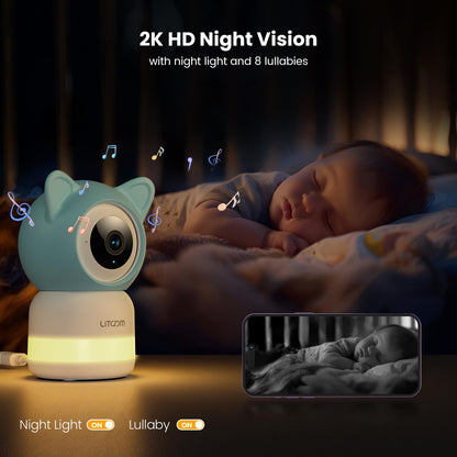 litokam 4MP Baby Monitor with 2 Cameras and Audio, 5-inch 1080P Split-Screen, No WiFi & 5G/2.4G WiFi, Remote Pan-Tilt-Zoom, Night Vision, VOX, Temperature Sensor, 2-Way Talk, 7 Lullabies, 1000ft Range