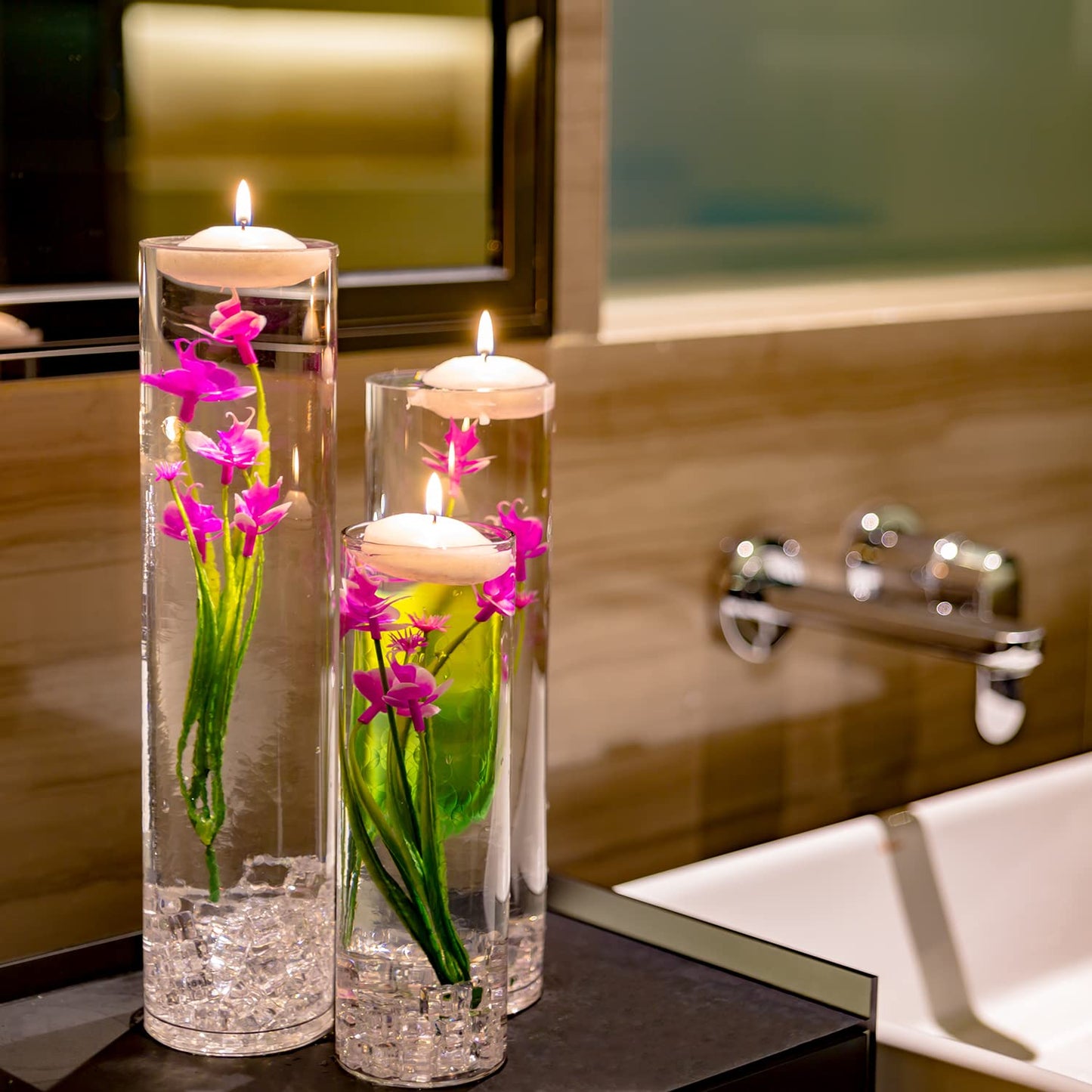 Artificial Phalaenopsis with Candles Diamond Lace Nearly Natural Orchid for Table Centerpiece Wedding Party Home Bar Restaurant Festival Decoration Pink Suit