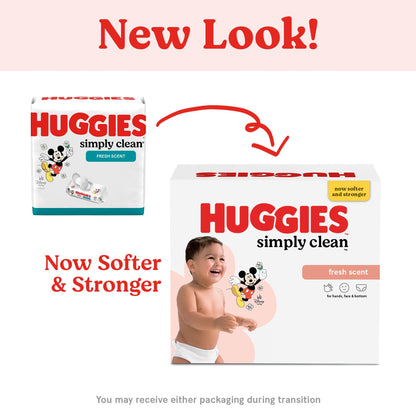 Huggies Simply Clean Fresh Scent Baby Wipes, 3 Flip-Top Packs of 64 (192 Wipes Total), Packaging May Vary
