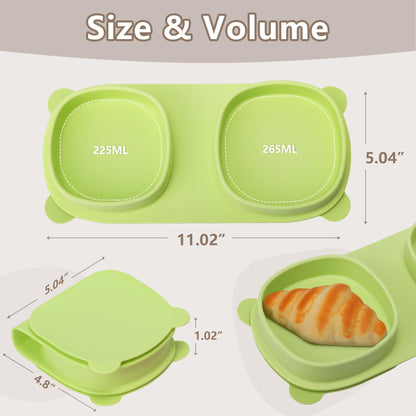 Silicone Foldable Novelty Dinner Plates,Baby Plates Travel Essential with Forks and Spoons,Microwave & Dishwasher SafeWatermelon