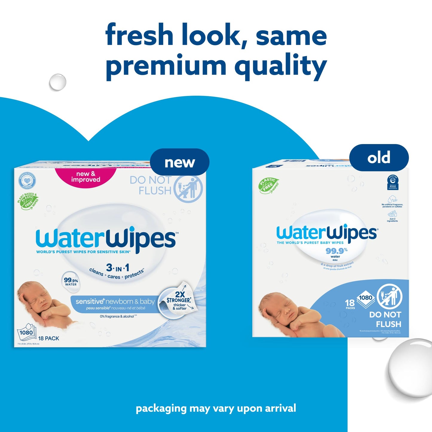 WaterWipes Original Baby Wipes, 99.9% Water, 3-In-1 Cleans, Cares, Protects, Unscented & Hypoallergenic, 720 Count (12 Packs), Packaging May Vary