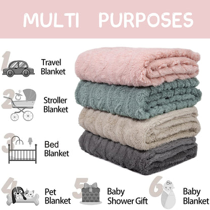 HOMRITAR Baby Blanket for Girls Toddlers 3D Fleece Fluffy Fuzzy Blanket for Baby, Soft Warm Cozy Fleece Blanket, Infant or Newborn Receiving Blanket 330GSM (30 x 40 Inch, Pink)