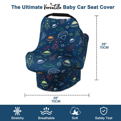 Rquite All-in-1 Car Seat Cover Baby, Carseat Covers for Girl Boy, Stretchy Soft Infant Car Seat Cover, Multi-use Baby Carrier Cover, Car Seat Canopy, Stroller Sun Shade, Nursing Breastfeeding Cover