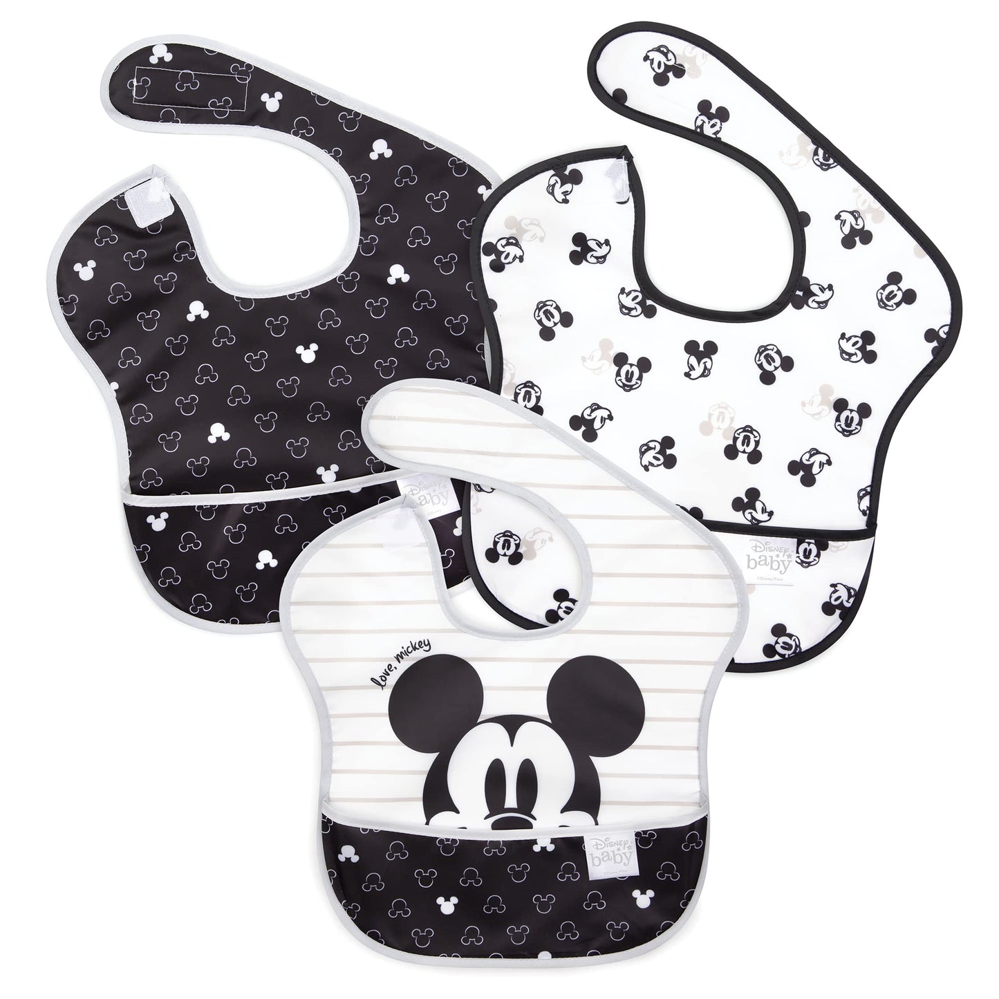 Bumkins Disney Bibs for Girl or Boy, SuperBib Baby and Toddler 6-24 Months, Essential Must Have for Eating, Feeding, Baby Led Weaning, Mess Saving Waterproof Soft Fabric, 3-pk Pooh Bear and Friends