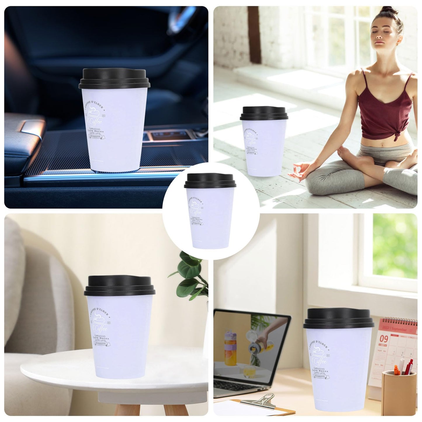 Humidifiers for Bedroom, 300ml Cool Mist Humidifiers, USB Mini Cute Coffee Cup Humidifier, Car Humidifier, Pink Desk Humidifier, Small Humidifier, Low Noise, Auto Shut-Off for Car, Plant, Office(Pink)
