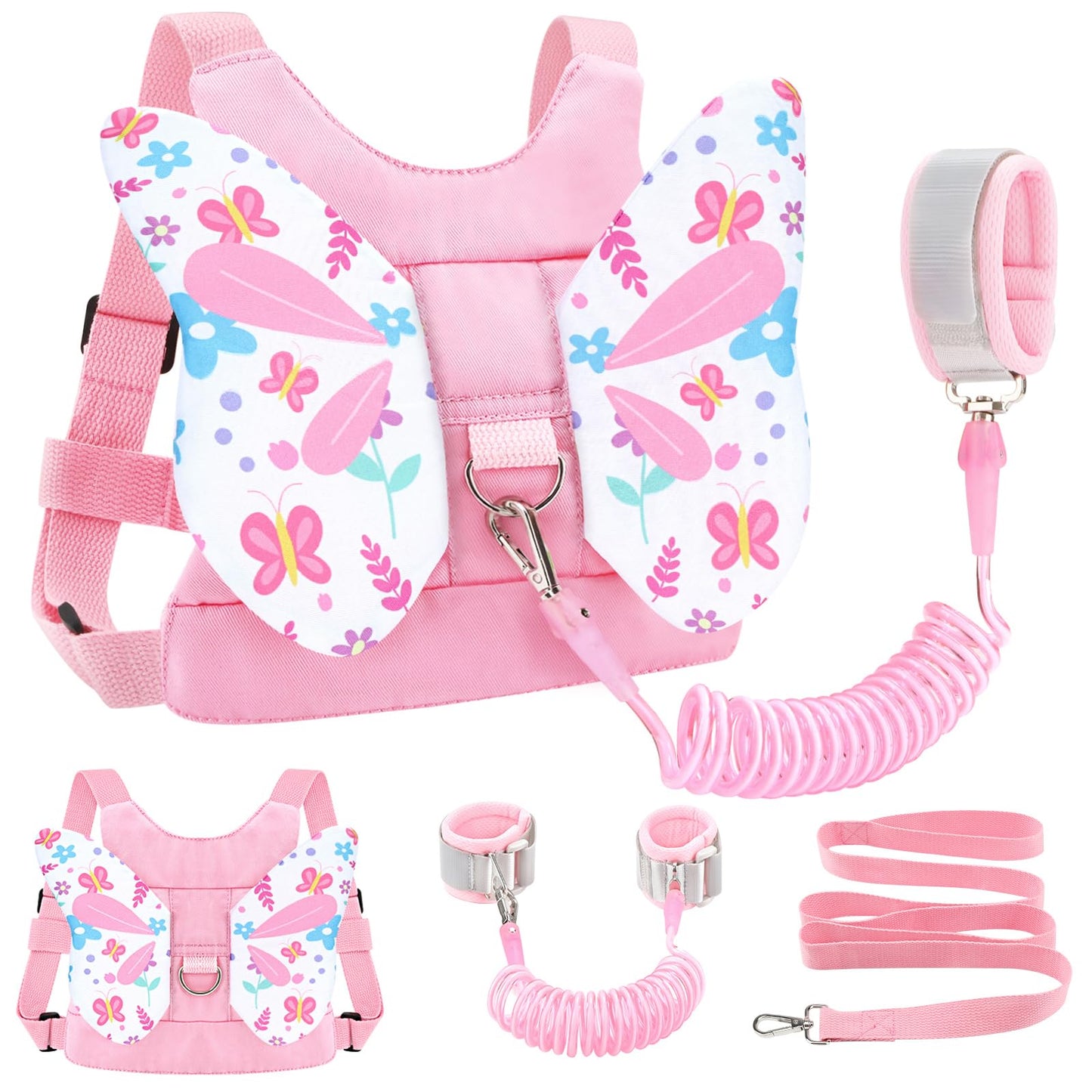 Accmor 3 in 1 Toddler Harness Leashes + Anti Lost Wrist Link, Kids Harness Children Leash for Girls, Child Anti Lost Leash Baby Cute Harness Belt Strap Hold Kids Close While Walking