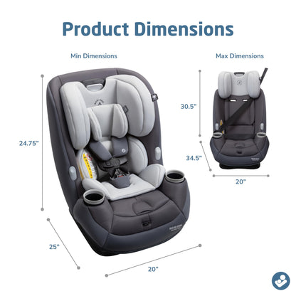 Maxi-Cosi Pria All-in-One Convertible Car Seat, Rear Facing Car Seat for Infants from 4-40 lbs, Forward Facing Car Seat up to 100 lbs in Booster Seat Mode, Rose Pink Sweater