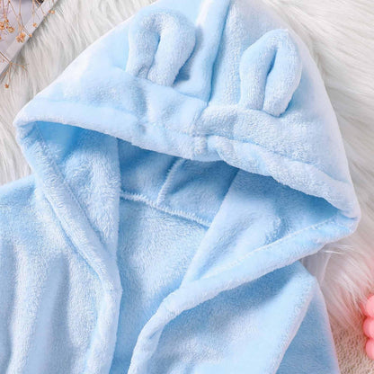 Toddler Unisex Baby R𝐨be Hooded Fleece Bathr𝐨be and Towel for Kids Boys Girls Plush Flannel Bathr𝐨be Warm Winter