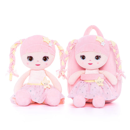 Lazada Girls Backpack with Doll Toddler Toys Baby Girls Gifts Rag Dolls 9.5“