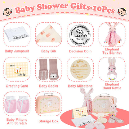 Baby Boy Gifts for Baby Shower, 10Pcs Newborn Baby Shower Boy Gift, Premium & Exquisite Welcome Baby Gift Basket Set Baby Boy Shower Gifts, Baby Boy Gift Basket Set & Baby Boy Gifts Set