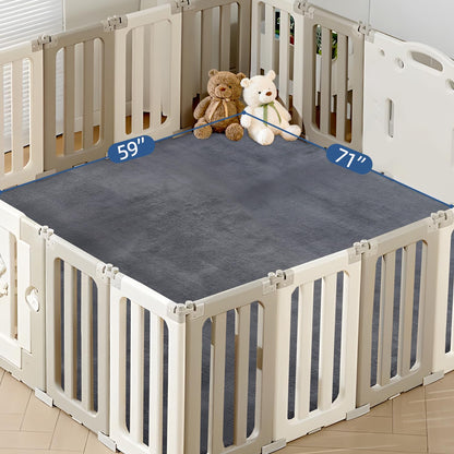 Thick Baby Play Mat for Floor,50 x 50 Playpen Mat,Tummy Time Foam Mat,Ultra Soft Support & Plush Feel,Easy Care with Non-Slip Cushioned for Infant,Kids and Toddler Crawling,Beige