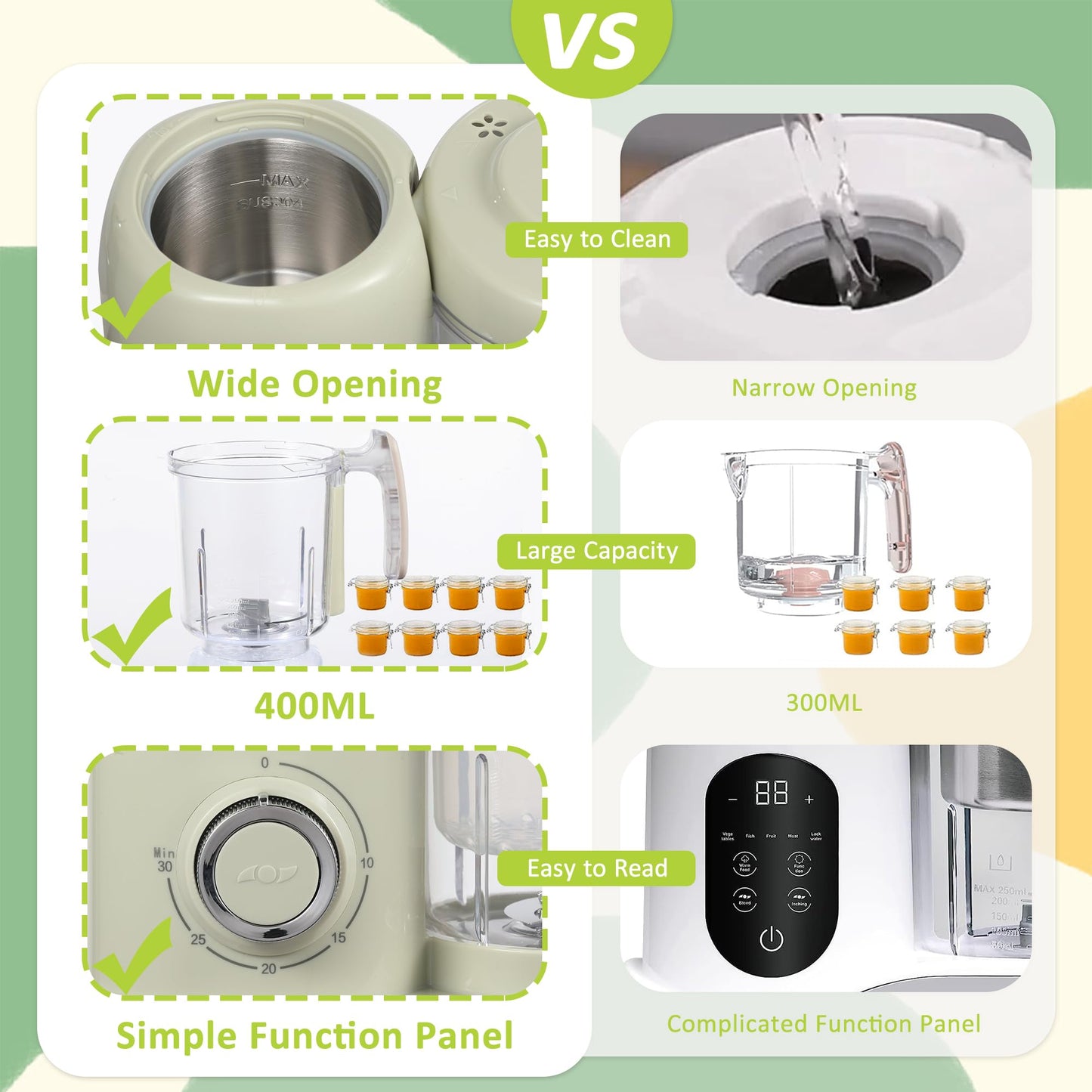 Baby Food Maker, 4 in 1 Baby Food Processor and Steamer, Puree Blender, Multifunctional Baby Puree Maker, Dishwasher Safe, White