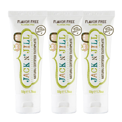 Jack N' Jill Natural Baby Toothpaste - Fluoride Free Training Toothpaste for Babies 6 Months and Up, Safe to Swallow, 40% Xylitol, BPA Free - 1.76 oz (Variety Pack of 3)