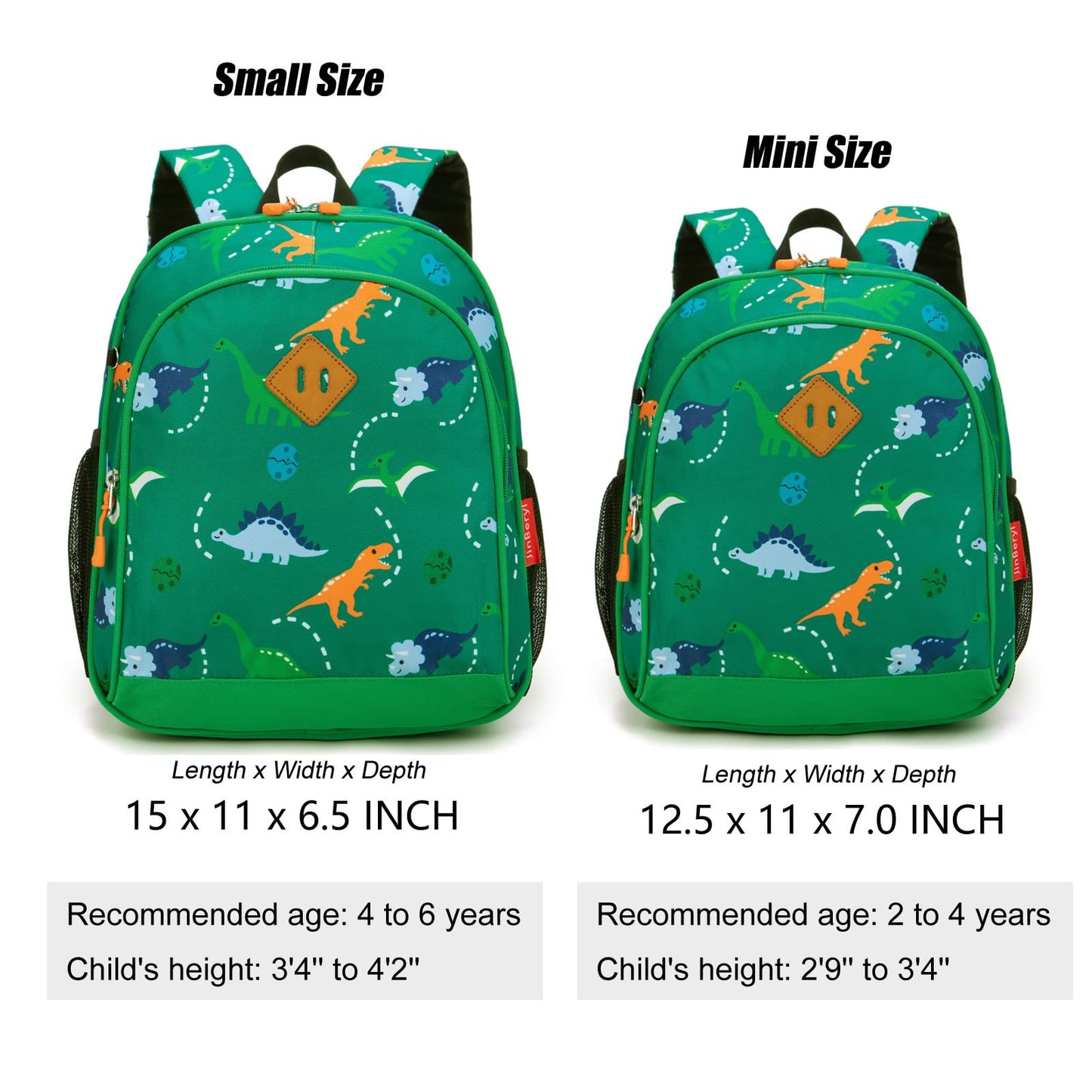 Toddler Backpack for Boys, 12 Inch Kids Dinosaur Backpack for Preschool or Kindergarten, Black