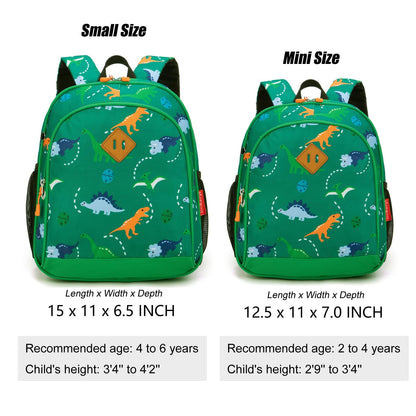 Toddler Backpack for Boys, 12 Inch Kids Dinosaur Backpack for Preschool or Kindergarten, Black