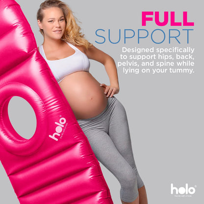 HOLO The Original Inflatable Pregnancy Pillow - Full Body Maternity Airbed/Float with Hole for Tummy - Sleeping Support & Comfort - Say Goodbye to Pregnancy Related Aches and Pains (White Sand)