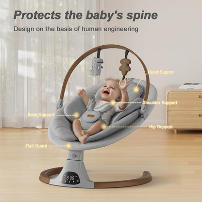 Baby Swings for Infants, Monamii Baby Swing, Bluetooth Infant Swing with Music Speaker, 5 Speeds and Remote Control, Indoor & Outdoor Use (Beige)