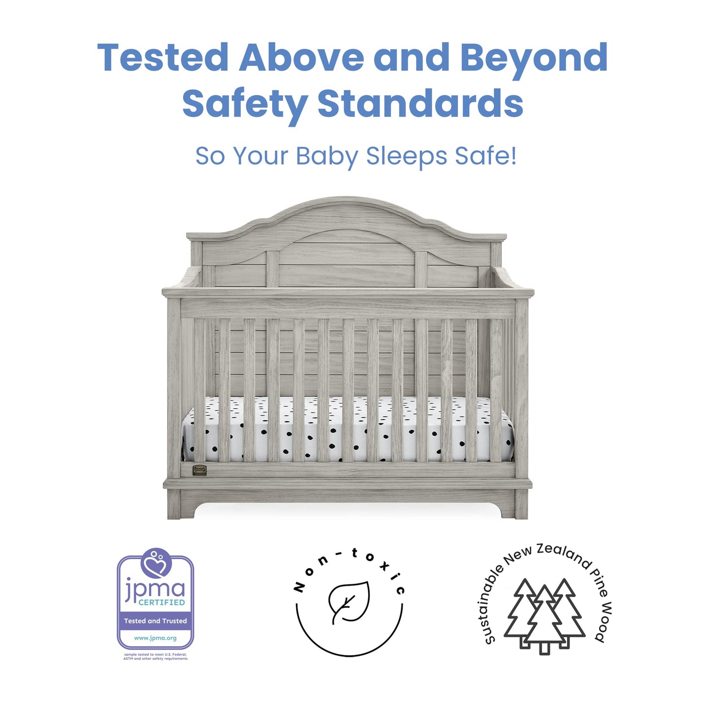 Delta Children Simmons Kids Asher 6-in-1 Convertible Crib with Toddler Rail, Aged Oak