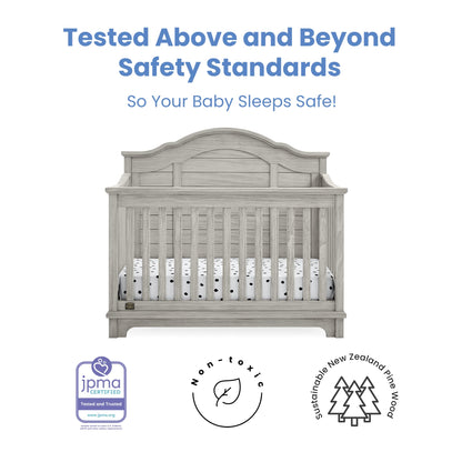 Delta Children Simmons Kids Asher 6-in-1 Convertible Crib with Toddler Rail, Aged Oak