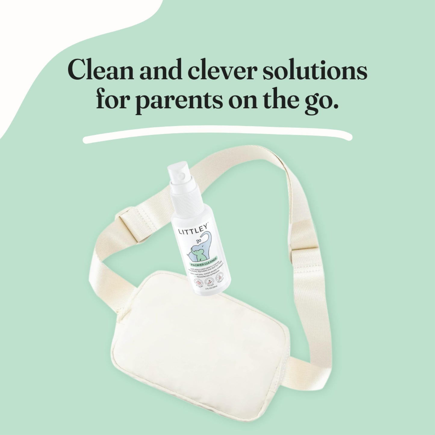 Littley Pacifier & Teether Cleaner with Hypochlorous Acid, Non-Toxic & Alcohol-Free, Gentle Formula for Cleaning Baby & Toddler Essentials, 2oz Travel-Size Spray Bottle