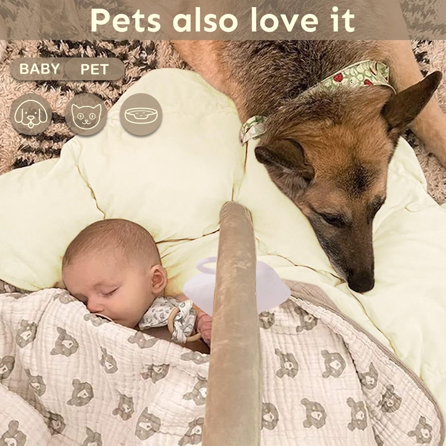 5-in-1 Thick & Plush Baby Play Gym, Baby Play Mats for Floor, Tummy Time Mat with 6 Toys, Cat Bed, Dog Bed, Convertible Stage-Based Developmental from Baby to Toddler, Ball Pit, Pet Cushion Cloudico