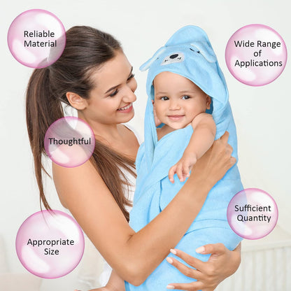 Eccliy 4 Pack Baby Bath Towel Cute Animal Face Coral Fleece Baby Bath Towels Poncho Cape for Boy and Girl (Kitten, Puppy, Bear, Elephant)