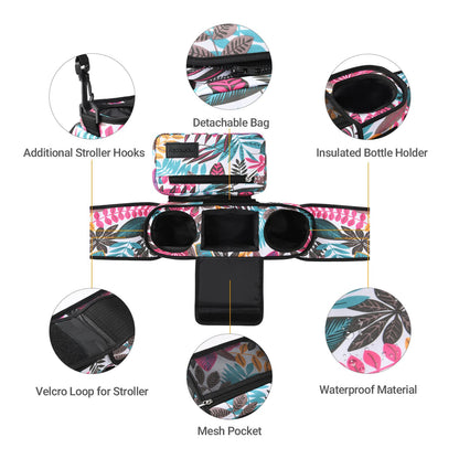 Momcozy Universal Stroller Organizer, 2 Insulated Cup Holders, Removable Zip Pocket, Adjustable Straps, Large Capacity Baby Essentials Compact Design, Fits Any Stroller (Multicolor)
