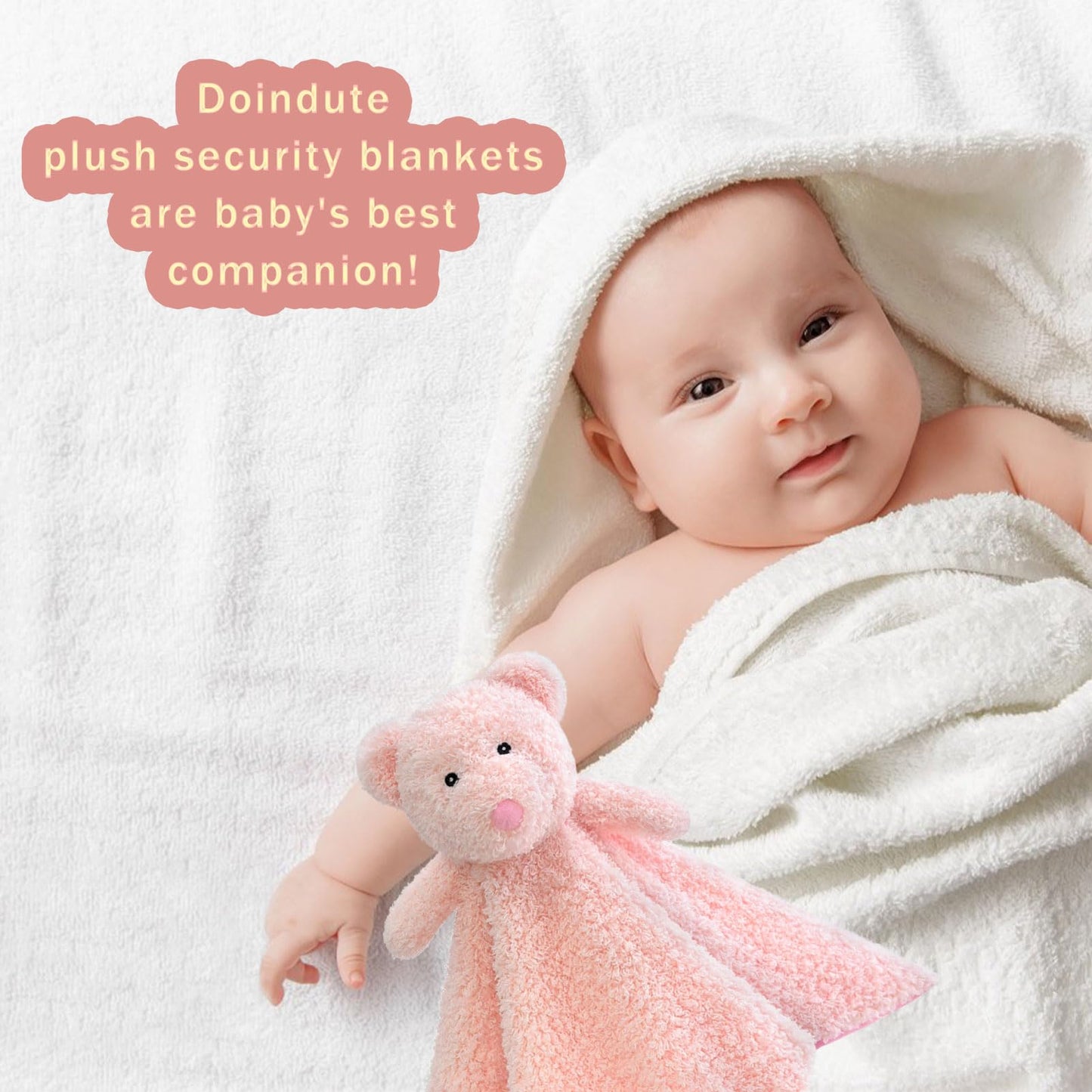 Baby Brown Teddy Bear Soft Stuffed Animal Security Blanket, Plush Bear Character Lovey Blanket, Baby Shower/Nursery Gift, Newborn Infant Toddler Snuggle Blankie for Boys Girls, 14 Inches