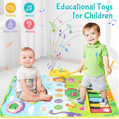 Baby Toys for 0-6 Months, Dinosaur Musical Mat Montessori Sensor Toys 1 Year Old，Easter Basket Stuffers Gifts for 2 3 4 Year Old Toddler Boys Girls