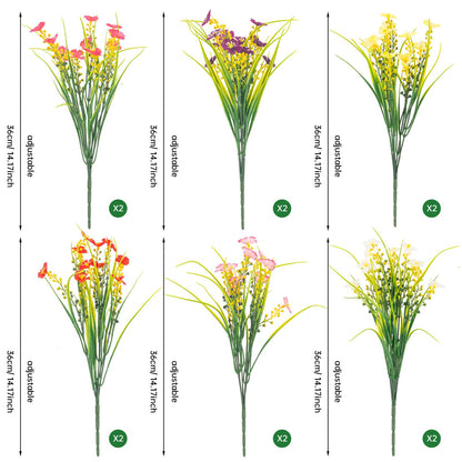 12 Bundles Artificial Flowers Outdoor UV Resistant Fake Plastic Plants Indoor Outside Hanging Plants Garden Porch Window Box Home Wedding Farmhouse Festive Shrub Decor (Pink)