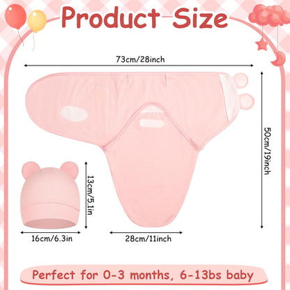 Ramede 6 Pack Baby Swaddle Blanket with Hats Sleep Swaddle for 0-3 Months Newborn Sacks Soft Cotton Wearable for Boy Girl