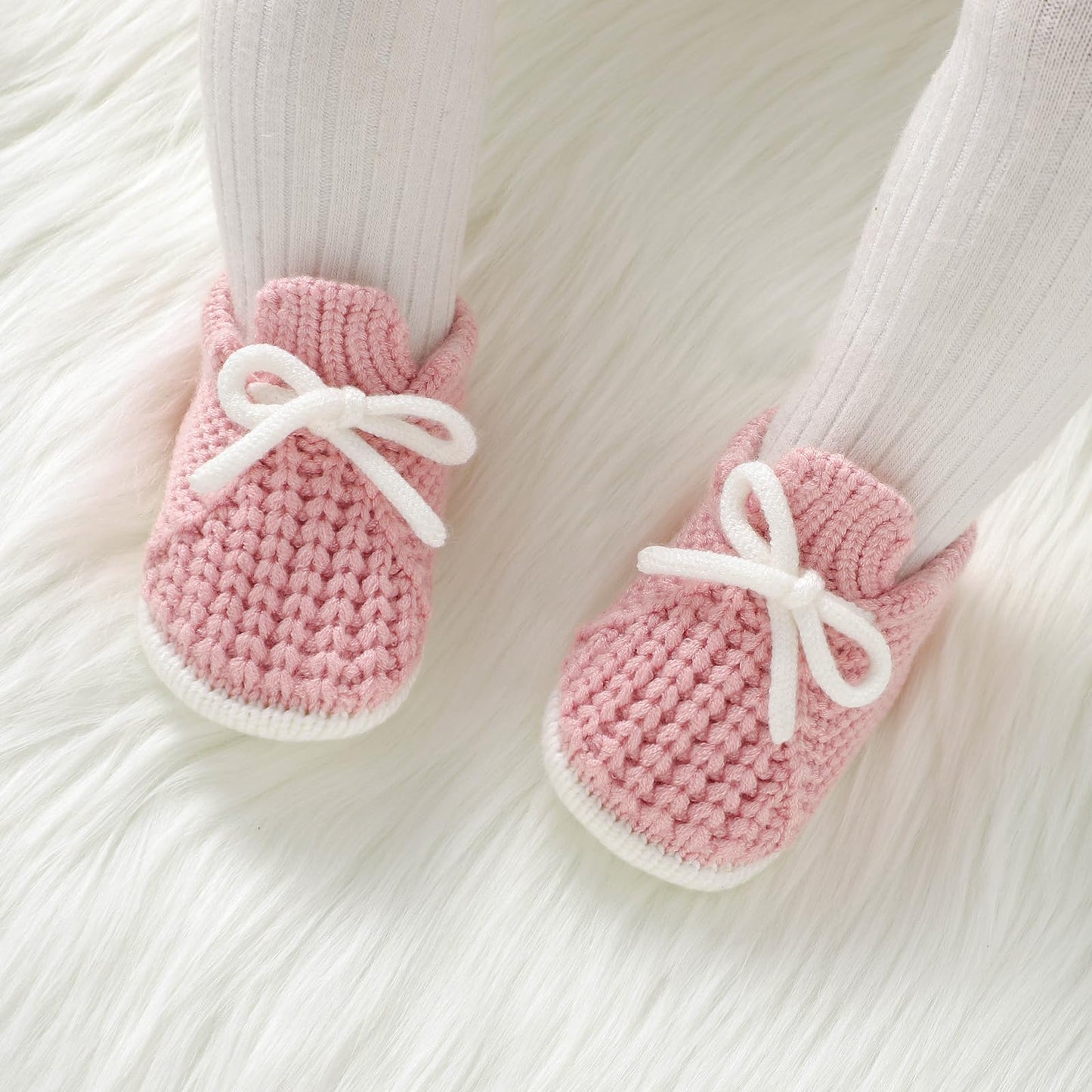 LAWKUL Baby Booties Knit Newborn Shoes Cozy First Walkers Infant Toddler Boots for Boy Girls 0-3 Months