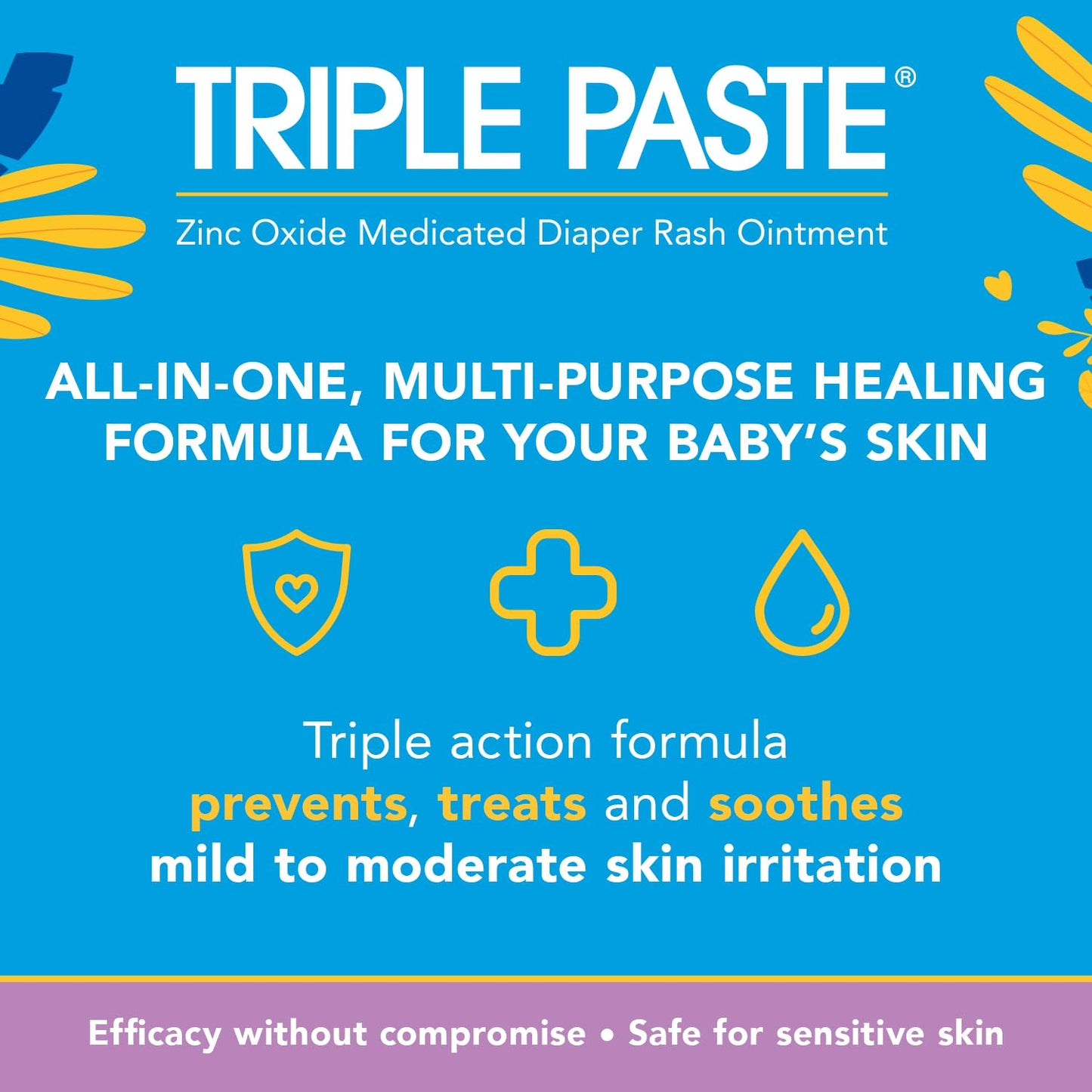 Triple Paste 3X Max Diaper Rash Ointment, Maximum Strength with 40% Zinc Oxide Ointment for Severe Diaper Rash, 2 oz Tube