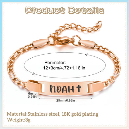 Personalized Baby Name Bracelet, 18K Gold Plated Customized Bracelets Id Protection Bracelet New Born Birthday Gift for Toddler Girls Boys