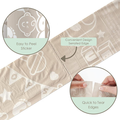 Moodie Teddy Bear Diaper Bag Dispenser w/Silicon Strap (ROSIE PINK) & 6 Refill Roll PACK (UNSCENTED - 105 Bags TOTAL) | Diaper Bag Essential Items