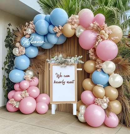 Blue Green Brown Balloon Garland Double Stuffed Dusty Blue Sage Green Balloons Olive White Sand Latex Balloon Arch Kit for Bear Baby Shower Birthday Woodland Wild One Party Decorations