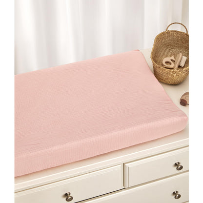 TILLYOU Muslin Changing Pad Cover for Girls Boys, Soft and Breathable Baby Diaper Changing Pad Cover, 2 Pack Light Purple&Light Pink