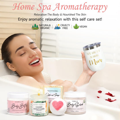 New Mom Gifts for Women, Pregnancy Gifts for Expecting Mom, new Mom Care Package After Baby, Mothers Day Mom to Be Gift Mama Must Haves with Affirmation Cards Candle for Self Care After Birth (Pink)