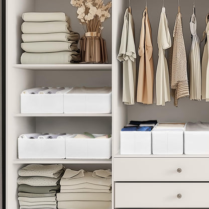 Criusia Drawer Organizer Clothes, 10 Pack Dresser Organizer for Baby Clothes, Underwear, Sock- Foldable Closet Organization and Storage Dividers Bins for Nursery, Bedroom (Beige)